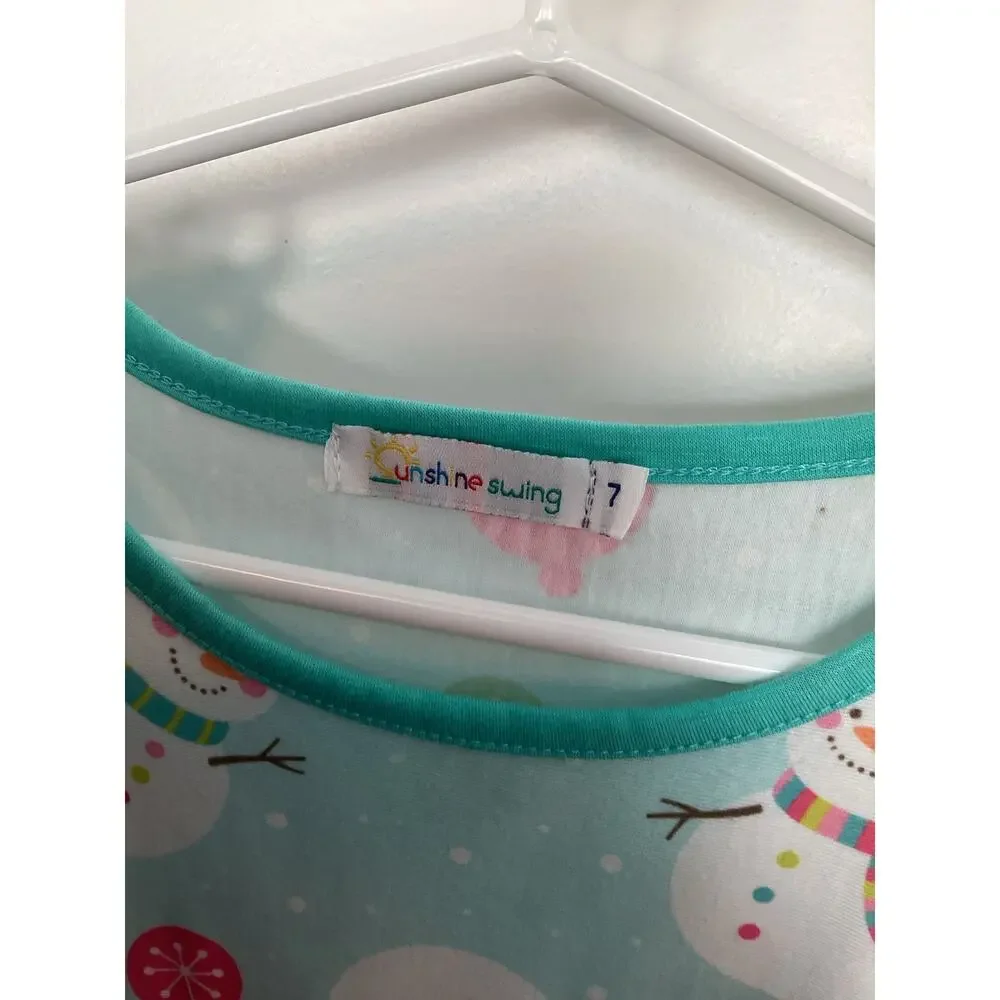 Unsh Ne Swing Girls Christmas Cheer Front Pocket‎ Stripe A-Line Dress Green 7